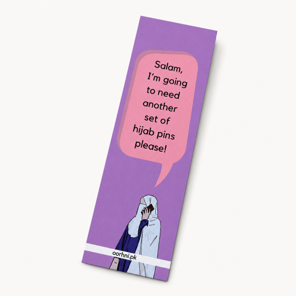 “Another set of hijab pins” hijabi bookmark by oorhni, front view