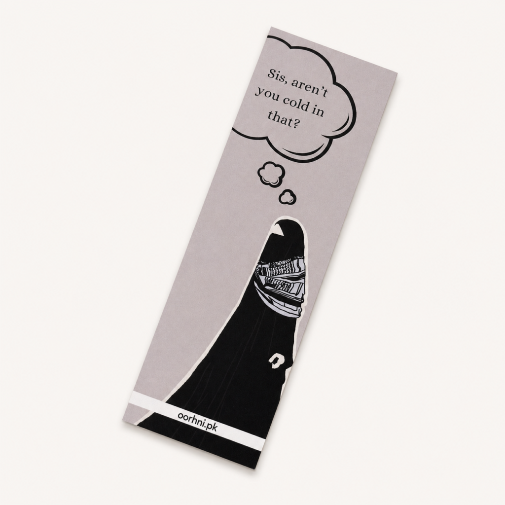 “Aren't you cold in that?” hijabi bookmark by oorhni, front view