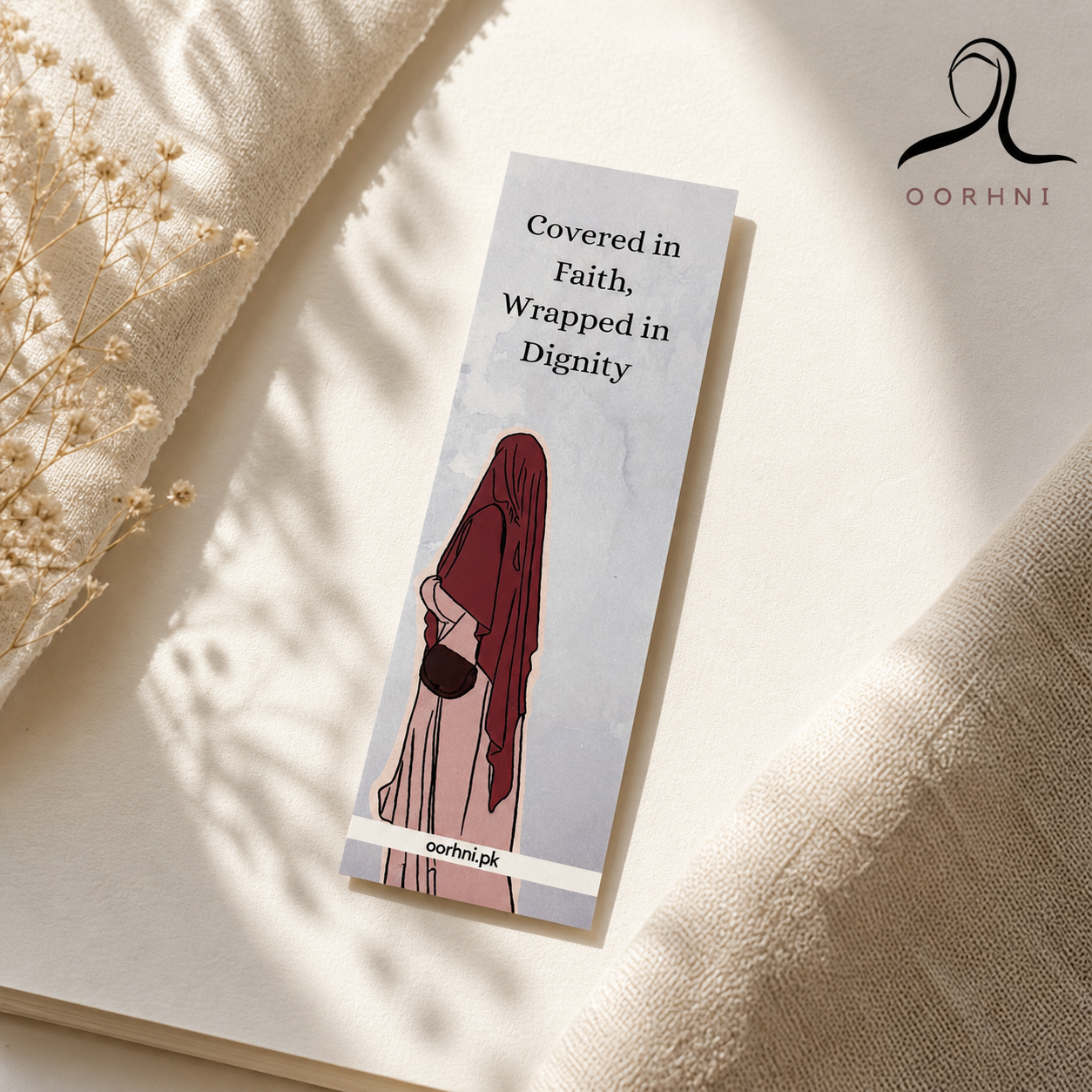 “Covered in faith” hijabi bookmark by oorhni, styled photo