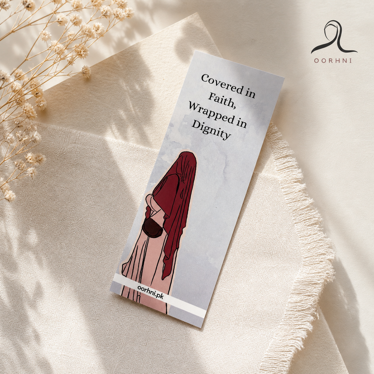 “Covered in faith” hijabi bookmark by oorhni, styled photo
