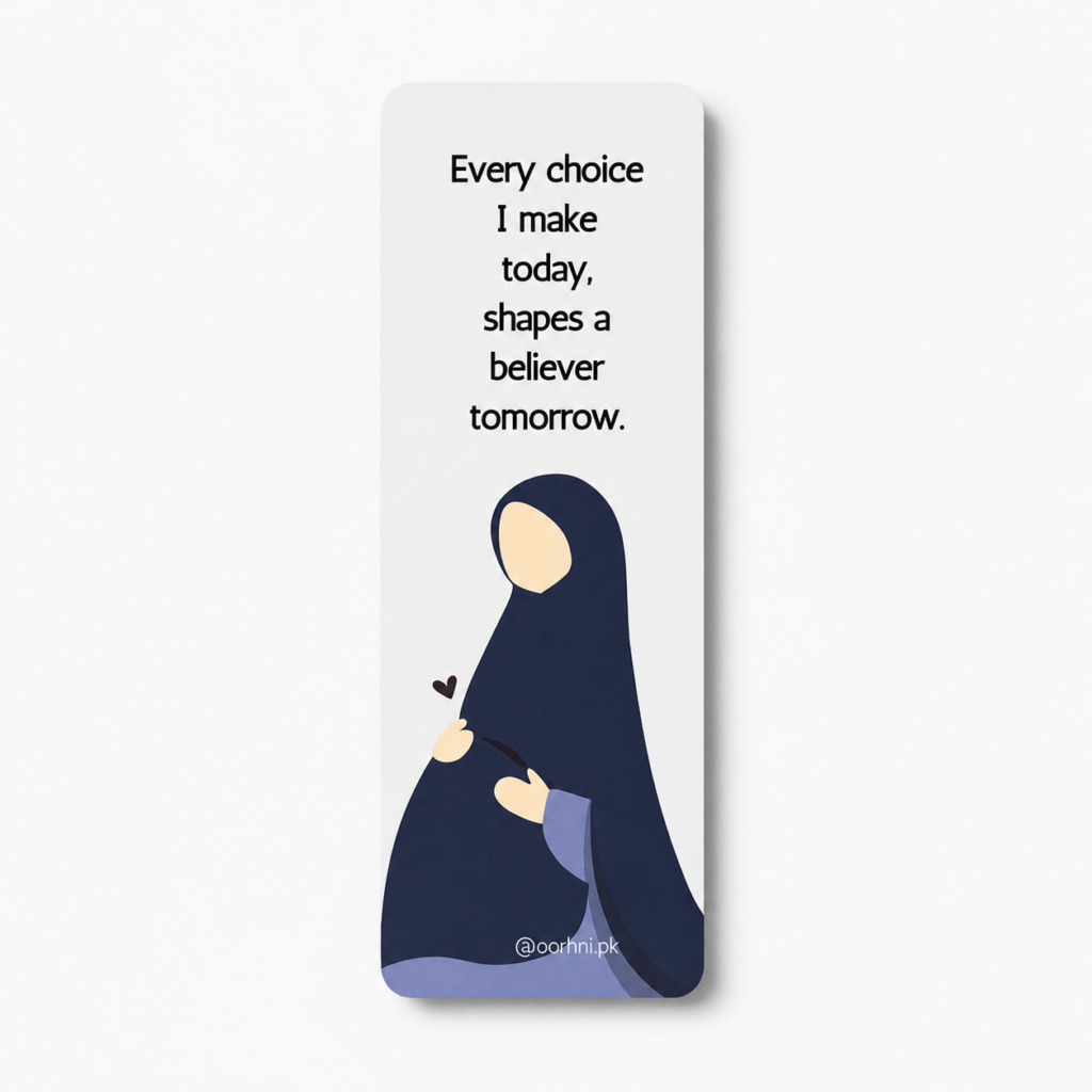 “Every choice I make today shapes a believer tomorrow” hijabi bookmark by oorhni, front view