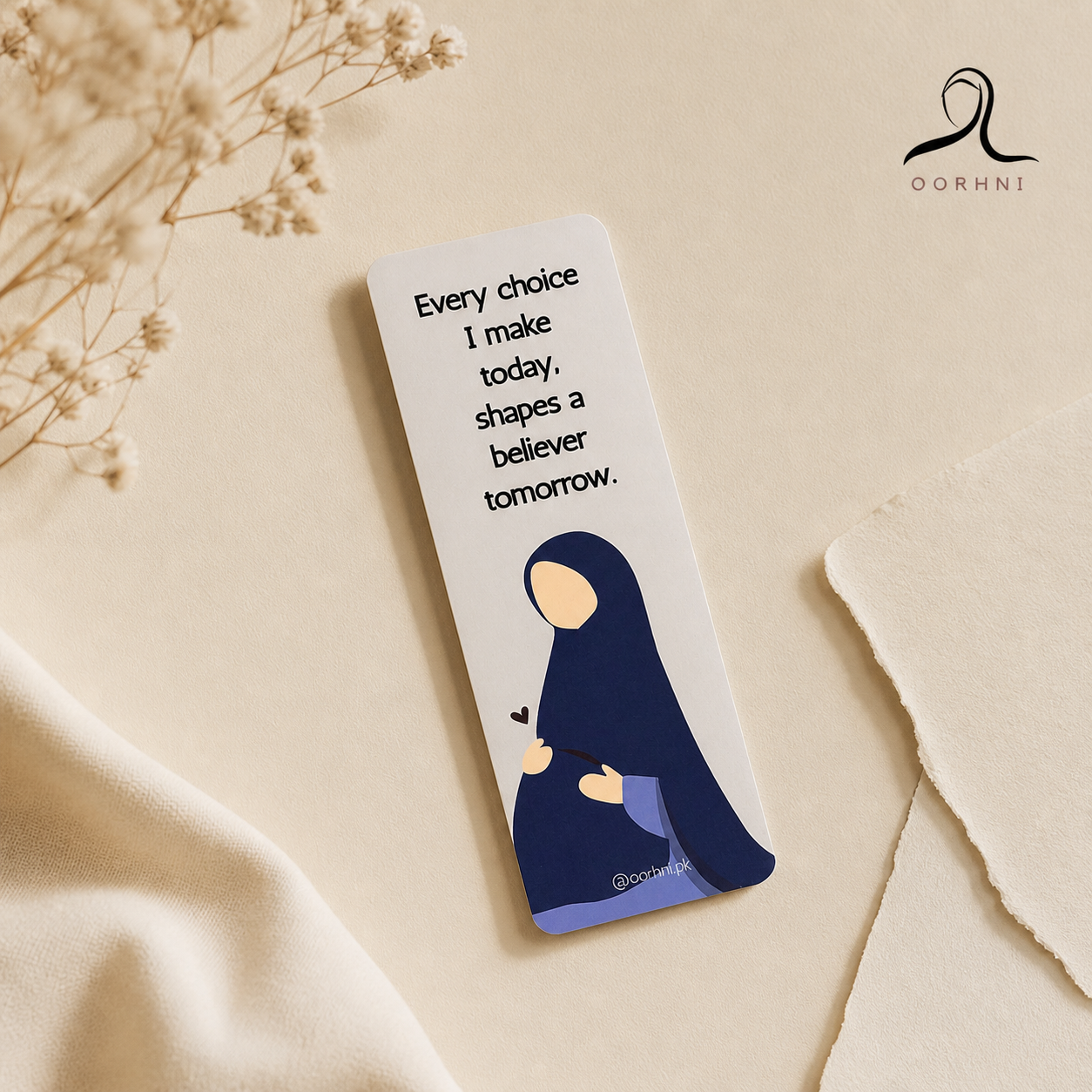 “Every choice I make today shapes a believer tomorrow” hijabi bookmark by oorhni, styled photo