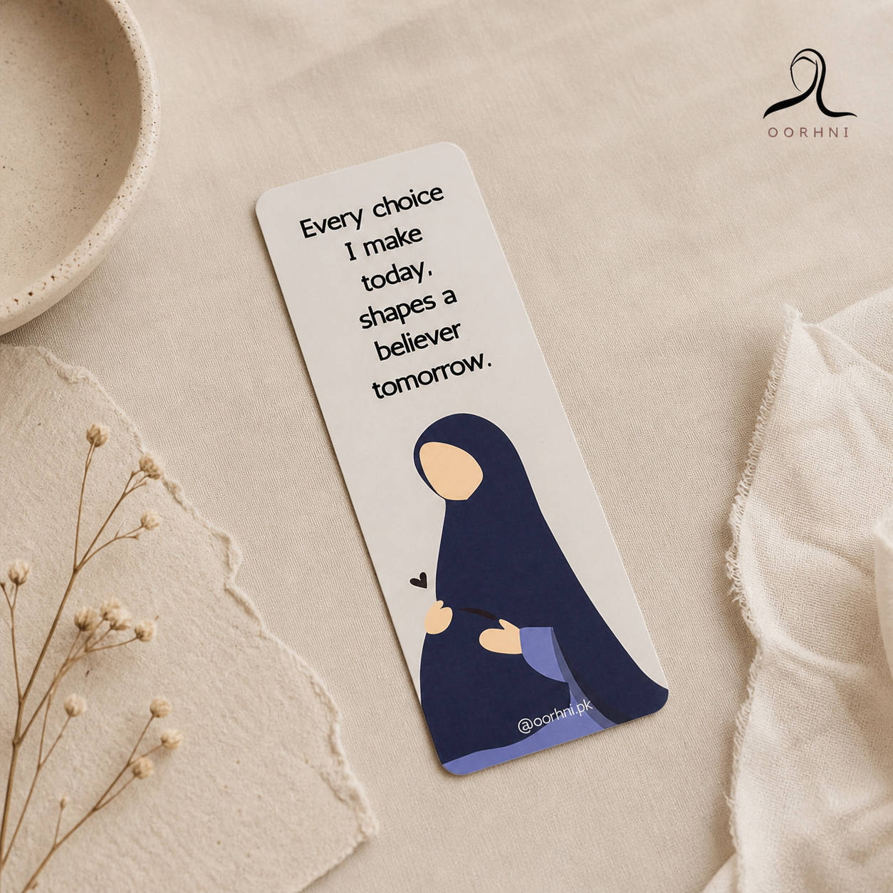 “Every choice I make today shapes a believer tomorrow” hijabi bookmark by oorhni, styled photo