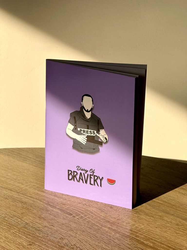 Diary of Bravery Palestine journal, standing