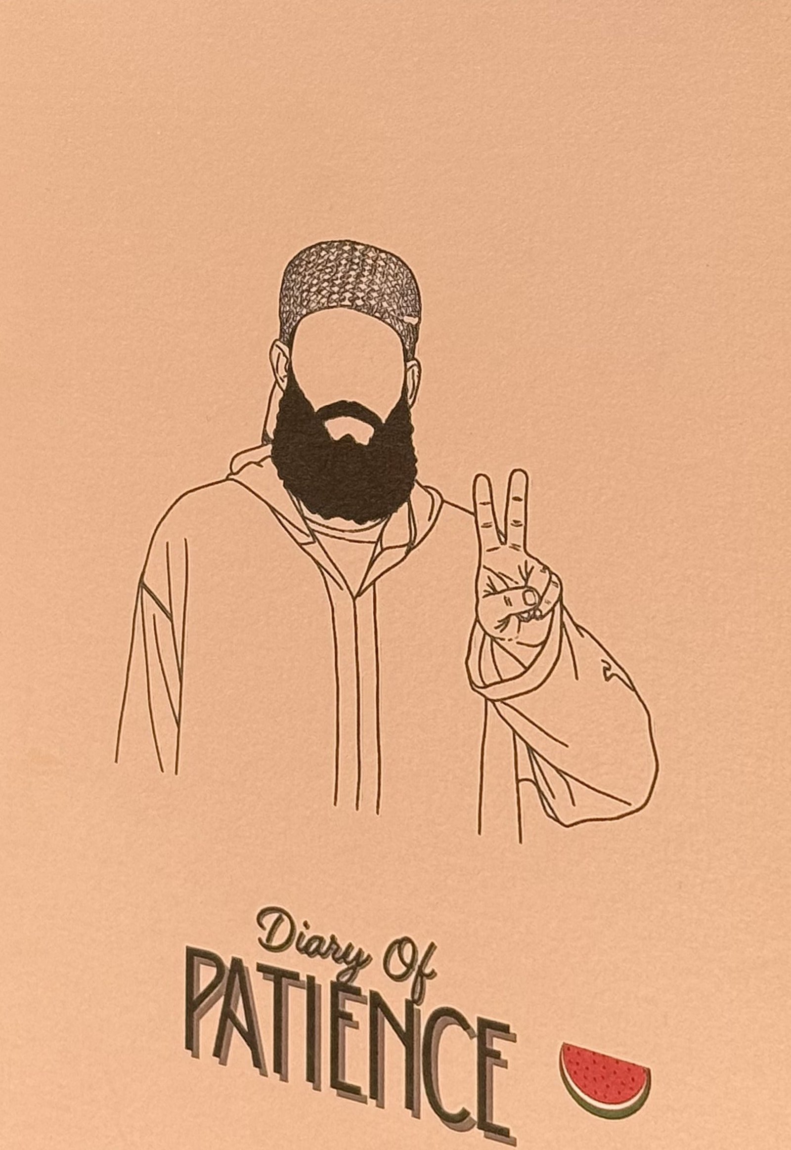 Diary of Patience front cover featuring Khaled Nabhan, Falasteen Diaries by oorhni