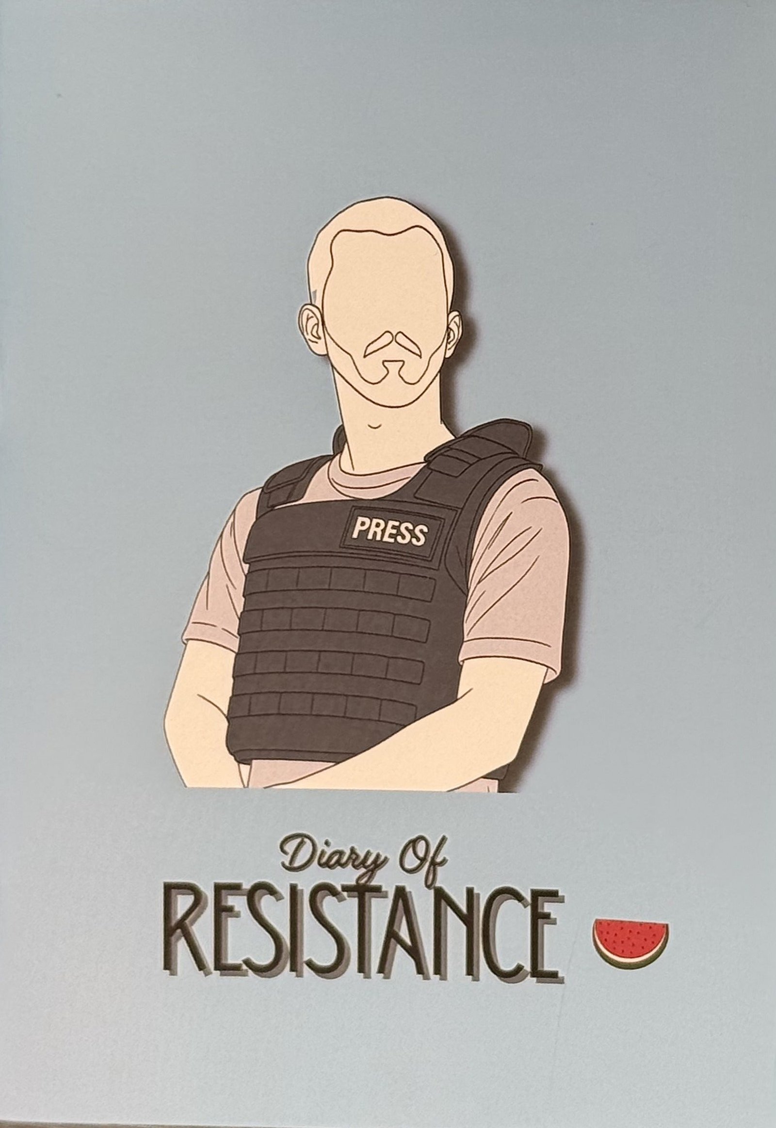 Diary of Resistance front cover featuring Saleh Al Jafarwi, Falasteen Diaries by oorhni