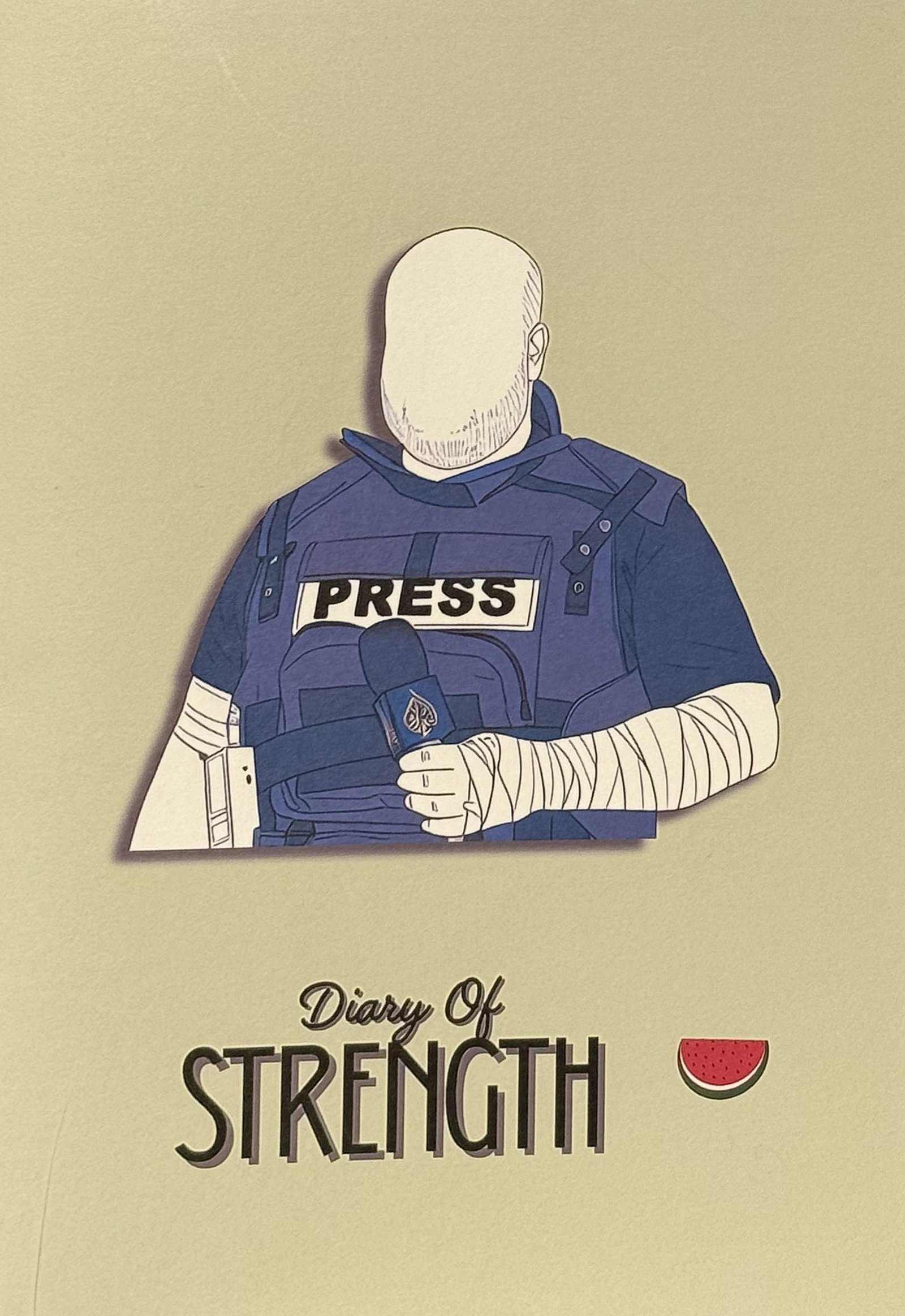 Diary of Strength front cover featuring Wael Al Dahdouh, Falasteen Diaries by oorhni