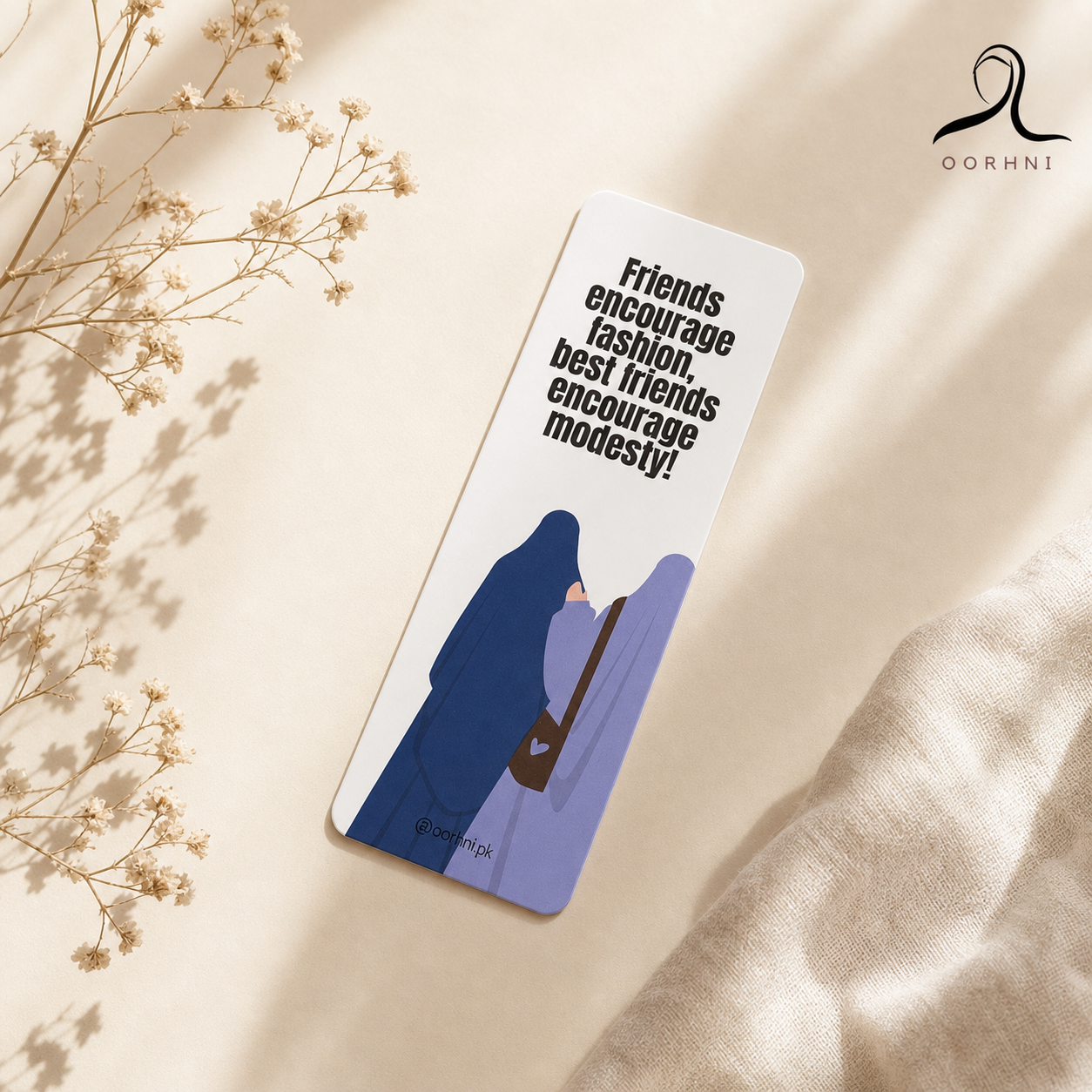 “Friends encourage fashion” hijabi bookmark by oorhni, styled photo