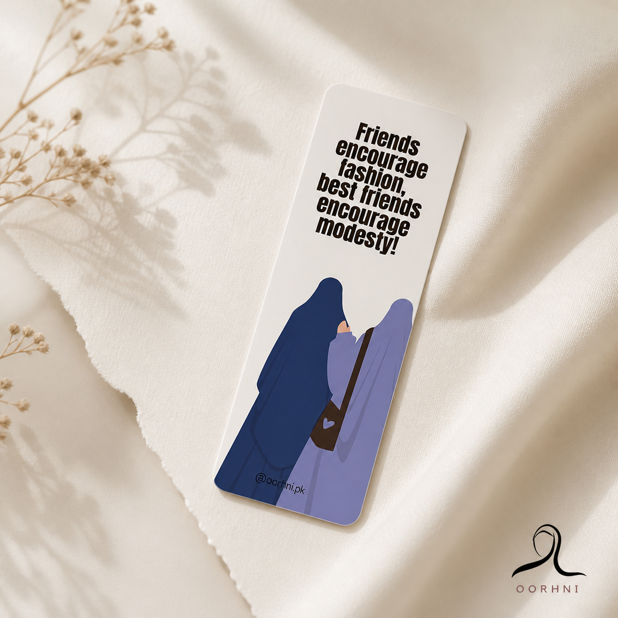 “Friends encourage fashion” hijabi bookmark by oorhni, styled photo