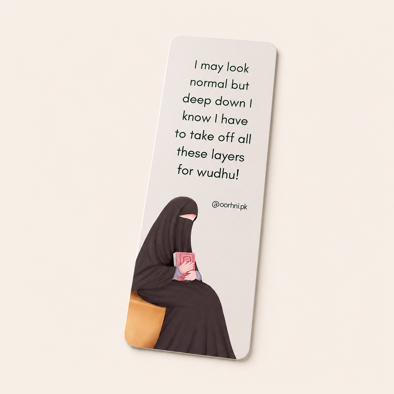 “I may look normal – layers for wudhu” hijabi bookmark by oorhni, styled photo