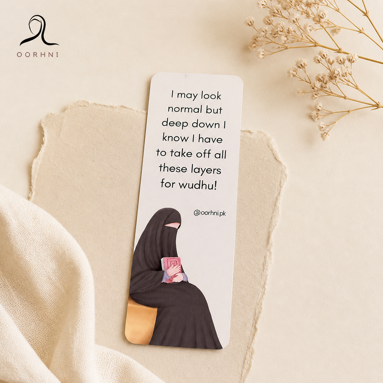 “I may look normal – layers for wudhu” hijabi bookmark by oorhni, styled photo