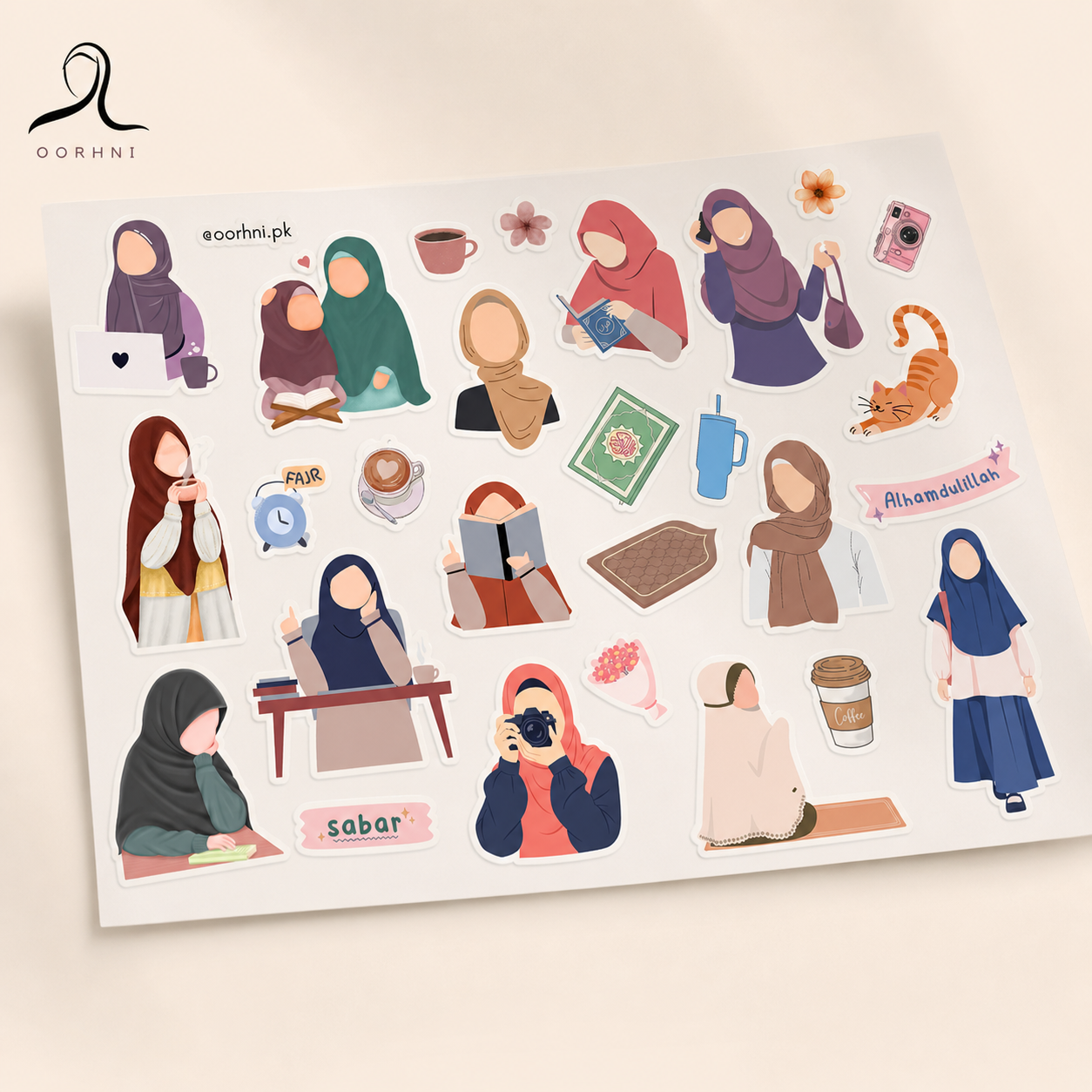 Modest Girl sticker sheet by oorhni, flat lay