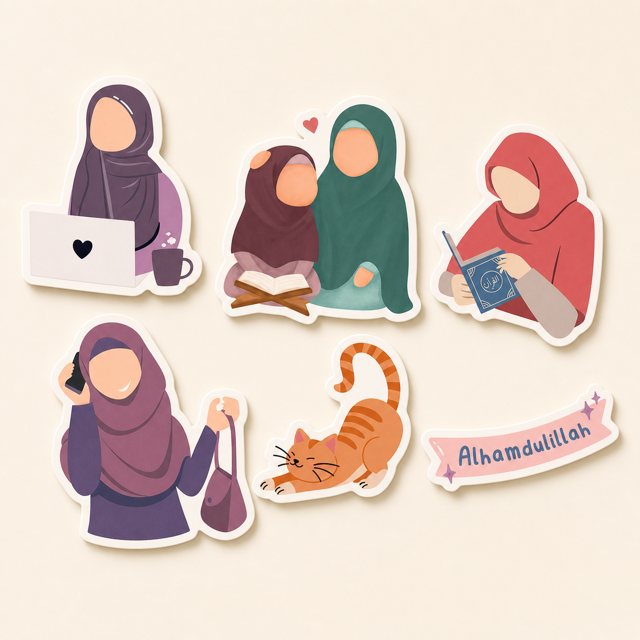Modest Girl sticker sheet by oorhni, hijabi girls close-up