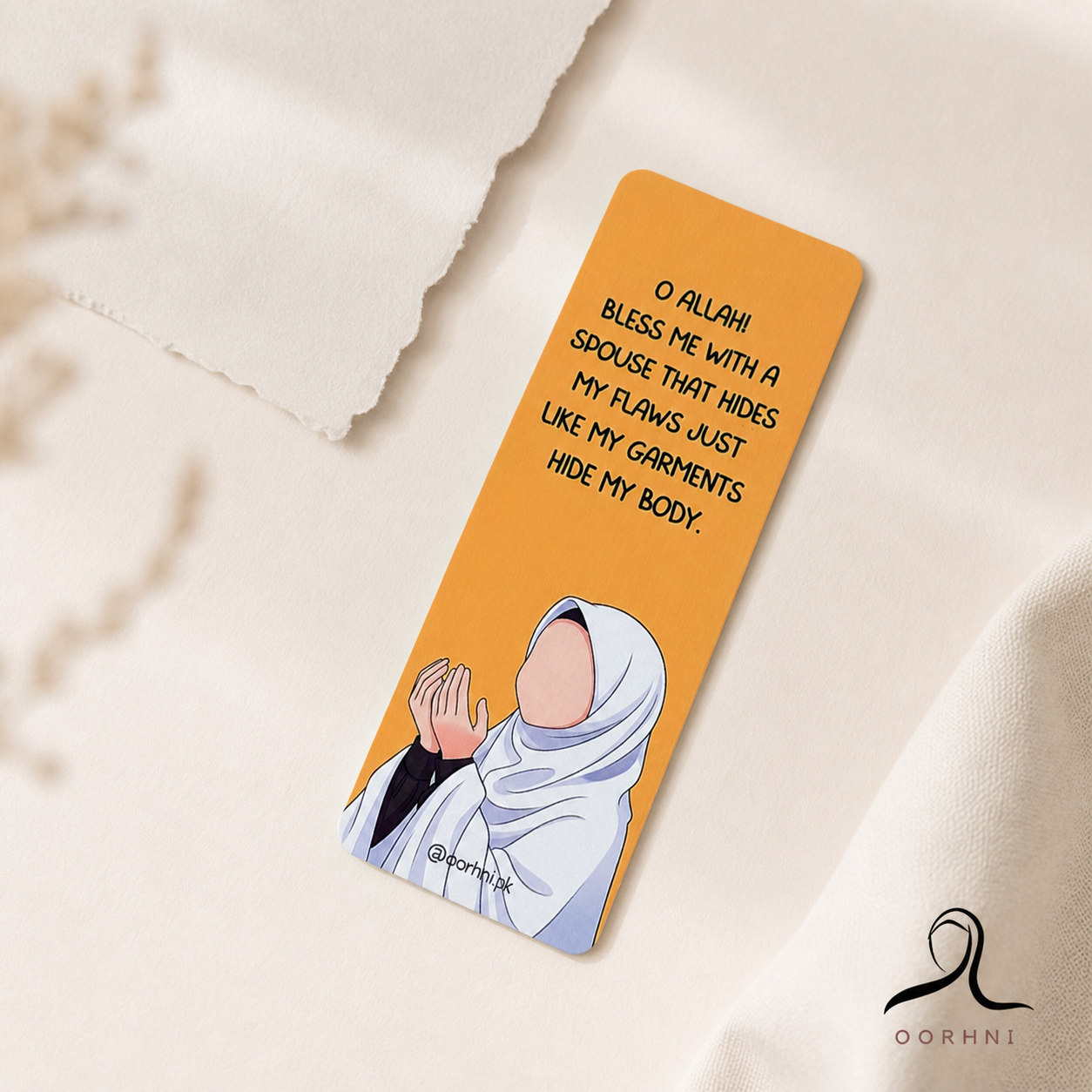 “O Allah, bless me with a spouse” hijabi bookmark by oorhni, styled photo