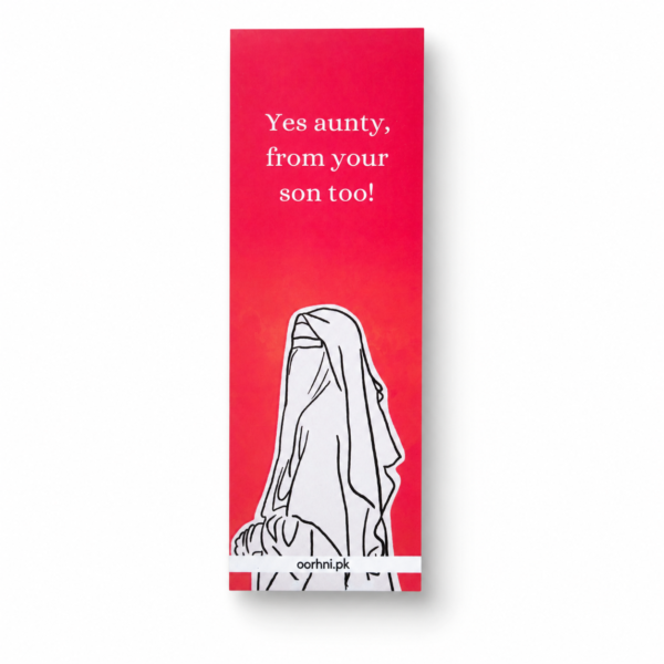 “Yes aunty, from your son too” hijabi bookmark by oorhni, front view